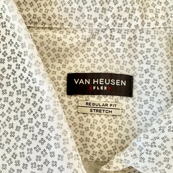 Van Heusen Mens Dress Shirt Regular Fit Off White Adult Size XL 17 1/2 34/35 - Picture 3 of 6